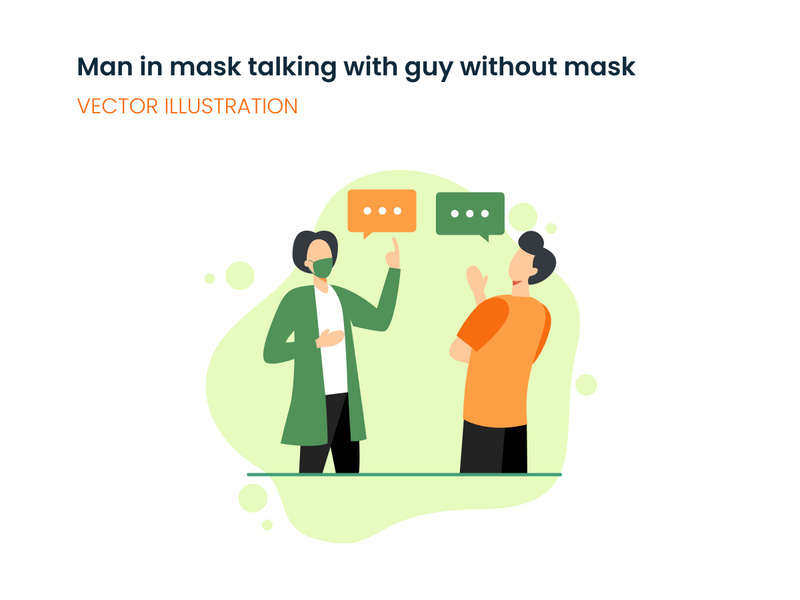 Man in mask talking with guy without mask