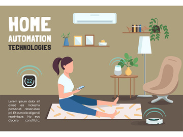 Home automation technologies banner flat vector template preview picture