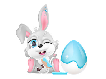 Cute Easter bunny kawaii cartoon vector character preview picture