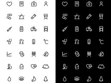 Medicine linear icons set for dark and light mode preview picture