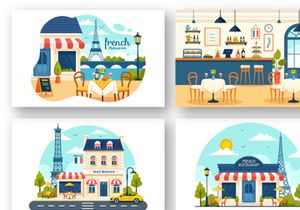 10 French Food Restaurant Illustration