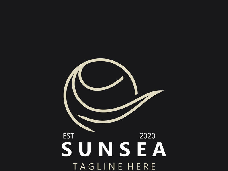 Sun sea Logo design creative premium sun beach logo icon vector template