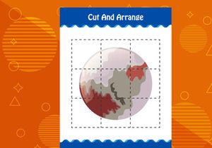 10 Pages Cut and arrange with a planet worksheet for kids. Educational game for children