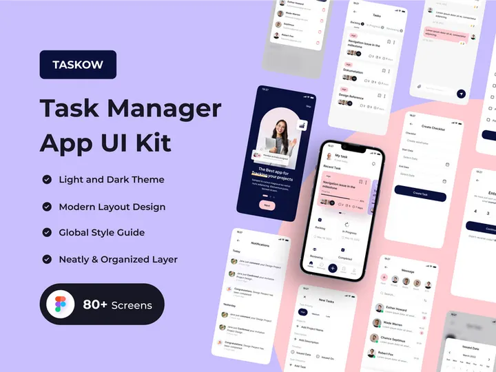 TASKOW - Task Manager App UI Kit preview picture
