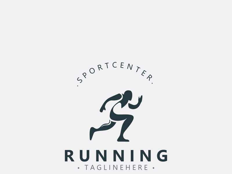Running sport athlete logo design concept illustration template