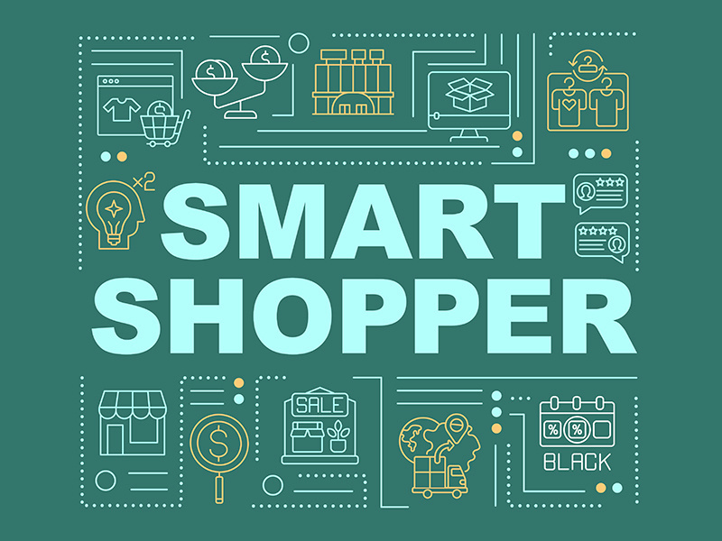 Smart shopper tips word concepts banner