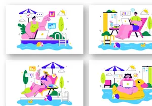 10 Work from Swimming Pool Illustration