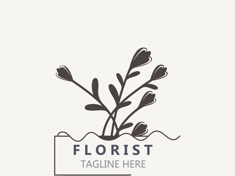 Logo florist cantik daun dan bunga vektor seni, ikon dekorasi grafis template bisnis pernikahan