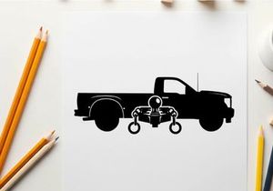 Silhouette of a pickup truck with a trailer hitch