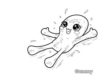 Cute gummy octopus smiling vector illustration flat design preview picture