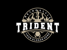 Neptune Poseidon Trident Logo, Spear Simple Vintage Template Design