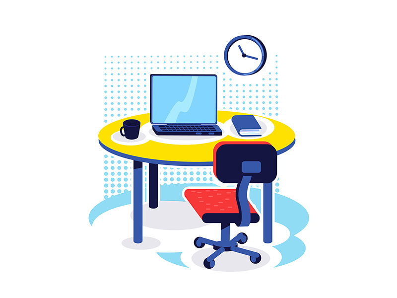 Office workplace flat color vector object