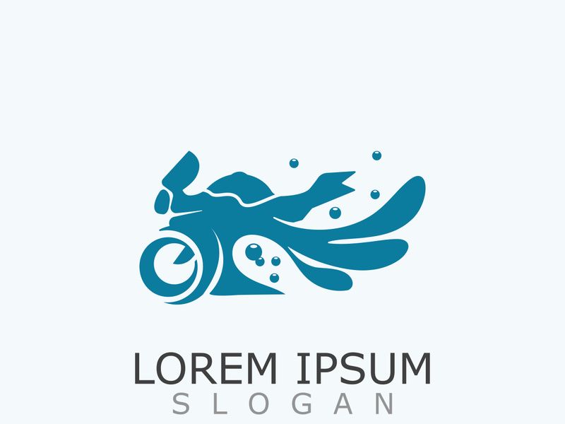 Motorcycle wash logo design elegant and sporty concept cleaning vector