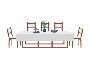Dining table for family semi flat color vector object preview picture