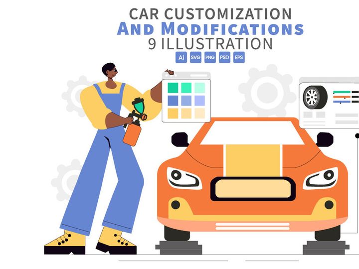9 Car Customization and Modifications Illustration