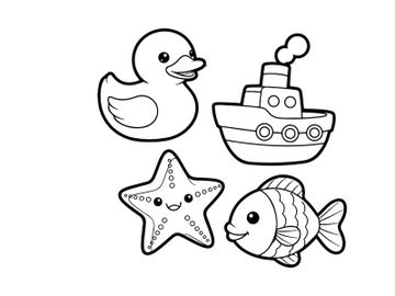Cute sea animals set flat design vector illustration preview picture