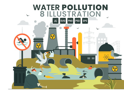 8 Industrial Water Pollution Illustration