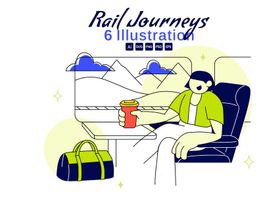 6 Rail Journeys Vector Illustration Vorschaubild