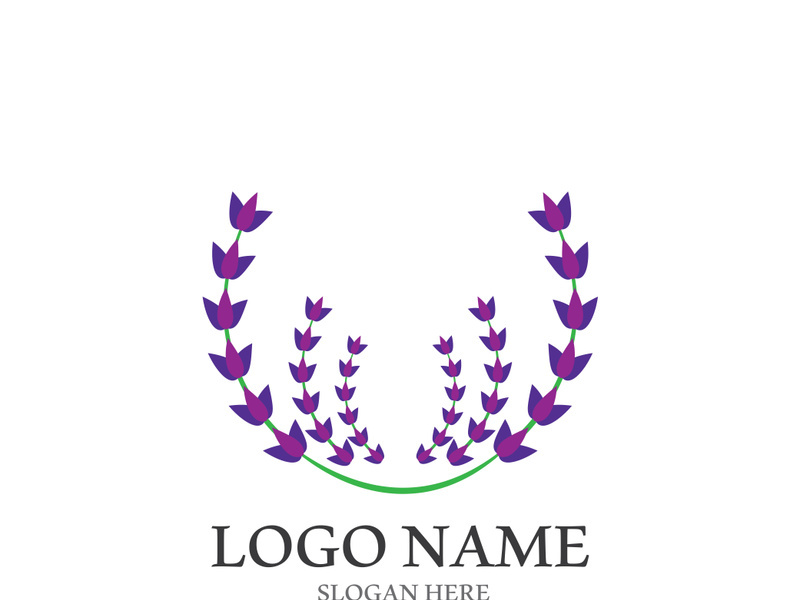 Fresh lavender flower logo vector flat design