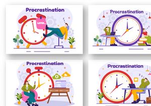 12 Procrastination Vector Illustration