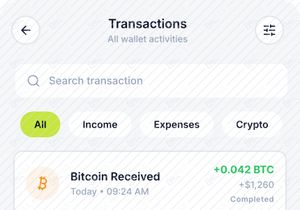 UI Aplikasi Dompet Fintech Modern – Dasbor Kripto & Transaksi