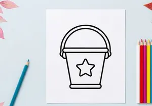 Halloween trick or treat bucket icon. Simple black line art of a candy pail for kids.