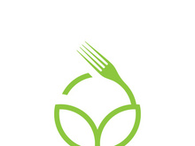 Green heeathy food with Spoon   Fork Logo