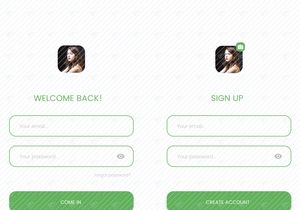 Tampilan konsep Login dan Daftar untuk aplikasi seluler