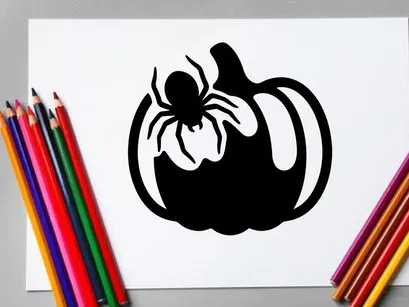 Black Halloween Pumpkin with Spider and Web for Fall Decor