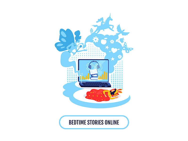 Children book streaming flat concept vector illustration