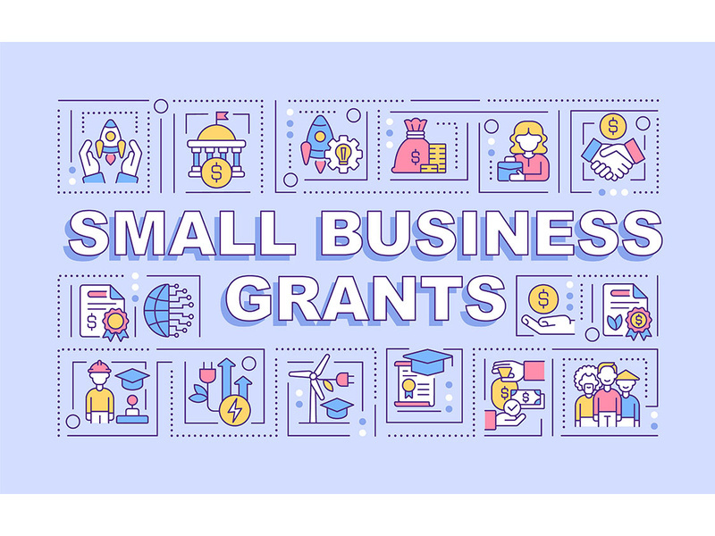 Small business grants word concepts purple banner