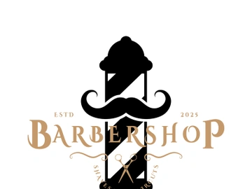 Barbershop logo vintage, retro, haircut, shaving, with scissors, shaving pole, comb, razor. for business, emblems, labels, barber shops, badges. preview picture