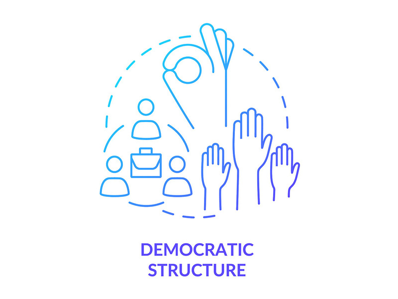 Democratic structure blue gradient concept icon