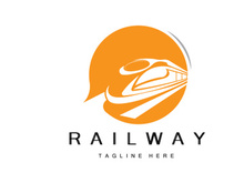 Train Logo Design. Fast Train Track Vector, Fast Transport Vehicle Illustration