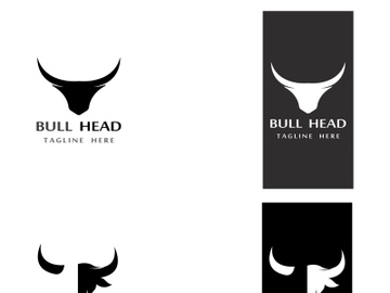 Retro vintage bull head horns logo design. preview picture