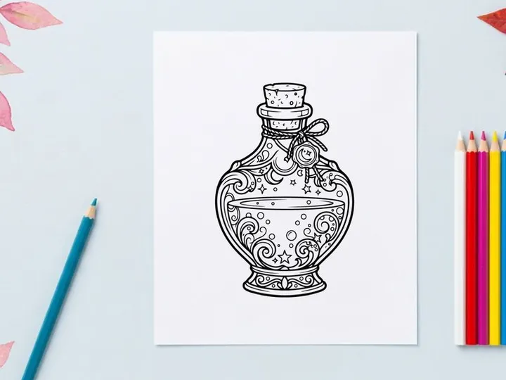 Elegant vintage perfume bottle with ornate floral engravings. Classic decorative glass container for luxury fragrance or apothecary design.