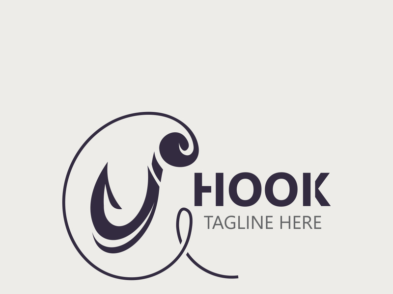 Hook Fishing logo simple and modern vintage rustic vector design style template illustration