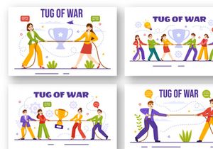 8 Tug of War Vector Illustration