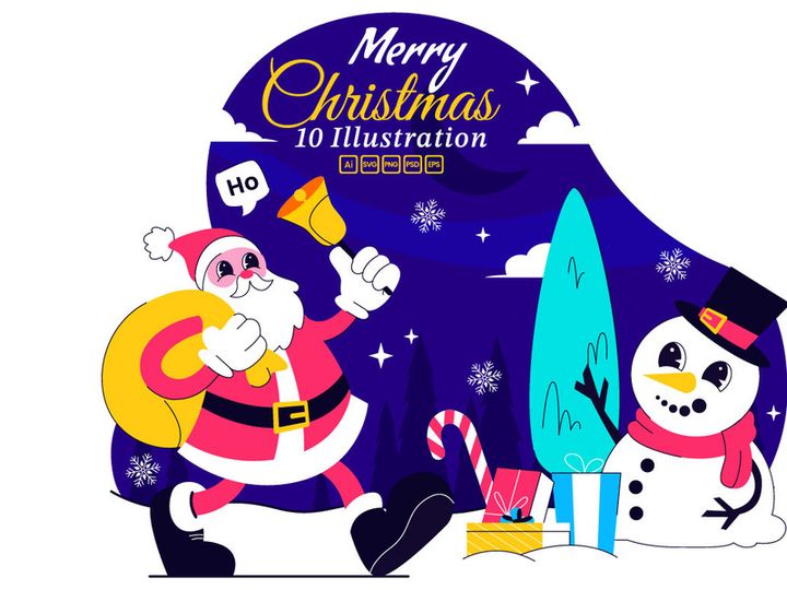 10 Merry Christmas Celebration Illustration