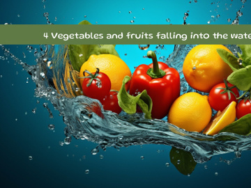 Vegetables and fruits falling into the water preview picture