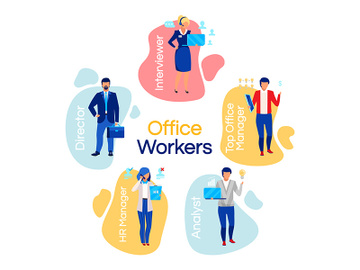 Office workers flat concept icons set preview picture