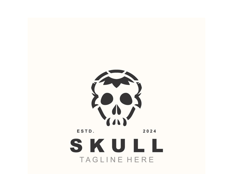 Skull skeleton logo vintage template idea on white background