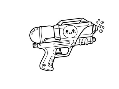 Cute gun character smiling vector illustration flat design