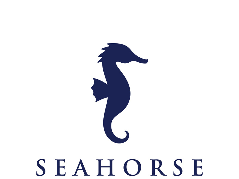 Seahorse or Hippocampus animal creative logo design.Sea animal type.