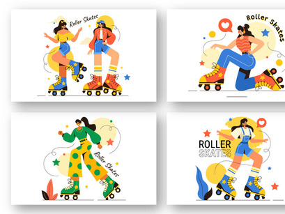 10 Riding Roller Skates Illustration