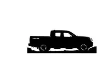 Silhouette of a pickup truck against a white background