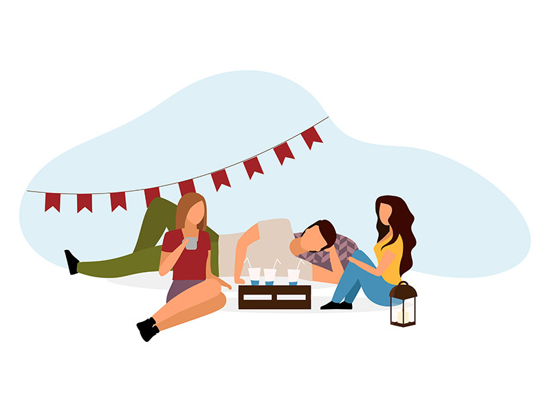 Students party flat vector illustration