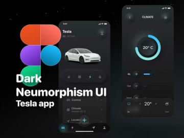 Neumorphic UI Kit – Tesla App preview picture