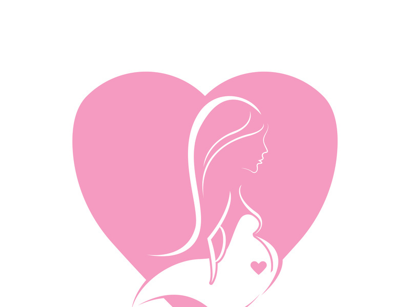 Beauty Lactating Mom Baby logo illustration