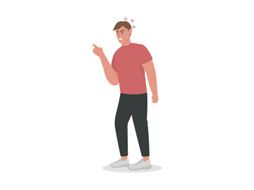 Guy experiences uncontrolled anger semi flat color vector character preview picture